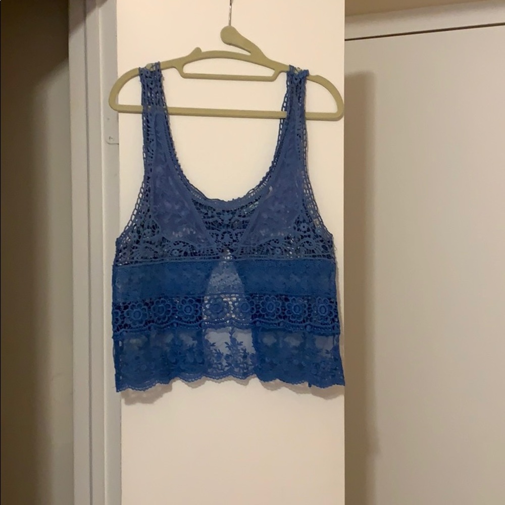 Cornflower Blue Lace Crop Top